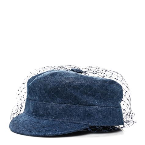 CHRISTIAN DIOR Denim Arty Cap with Veil 58 Blue